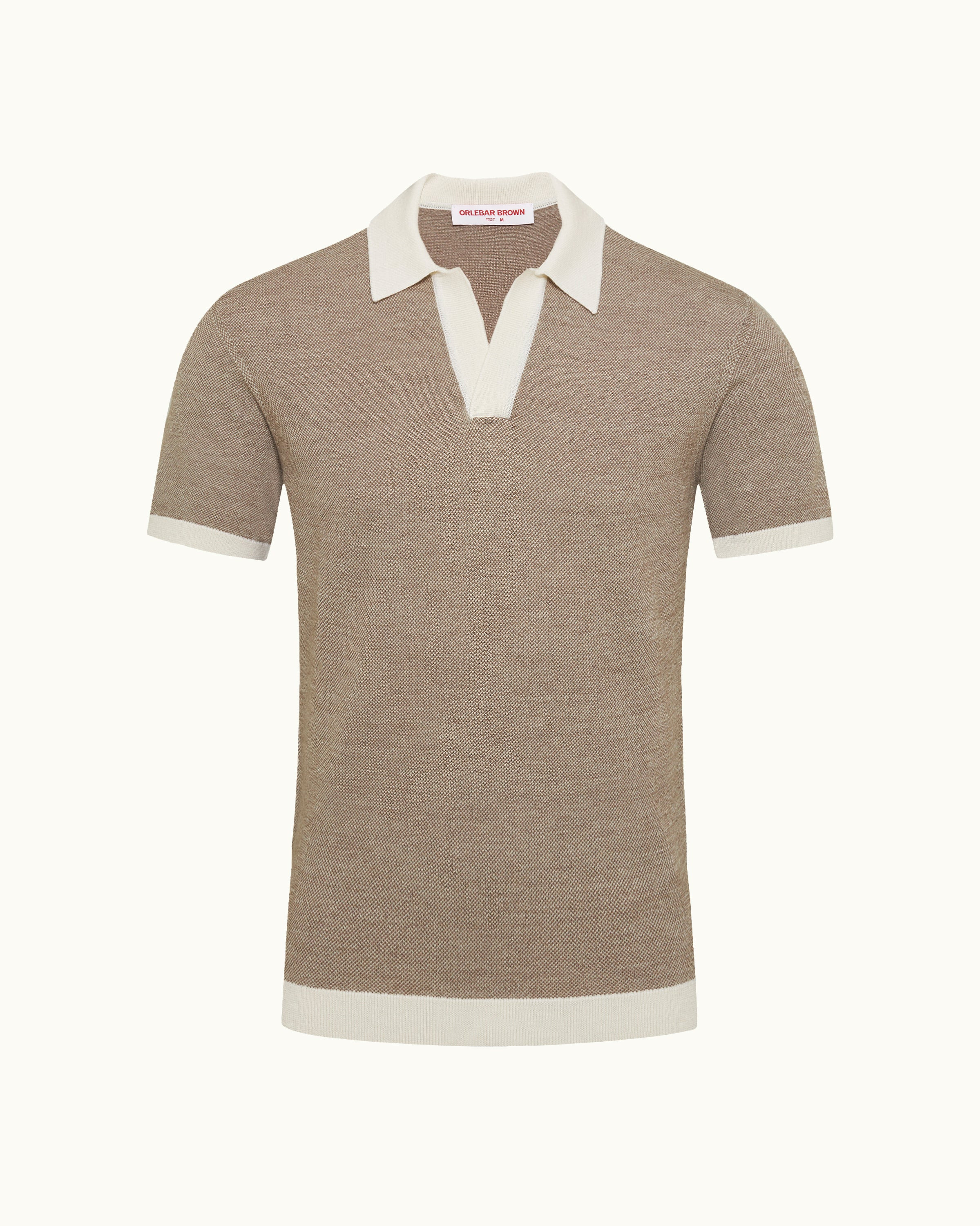 Brown Contrast Polo Shirt | Tailored Two-Tone Style | Orlebar Brown