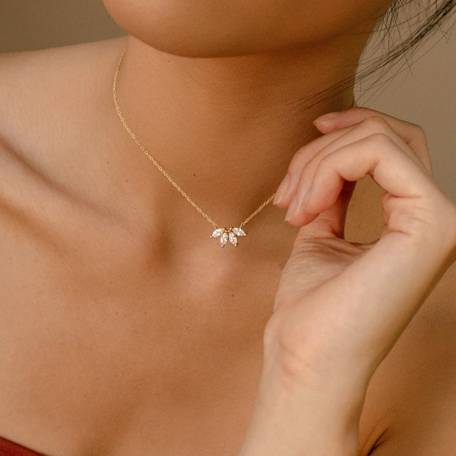 Marquise Diamond Necklace | Caitlyn Minimalist