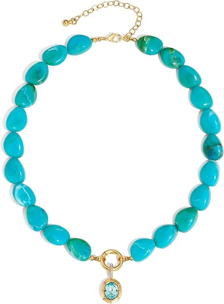 Multicolor Irregular Beaded Necklace for Women Chunky Resin Oval Bead Choker with Cubic Zirconia ... | Amazon (US)