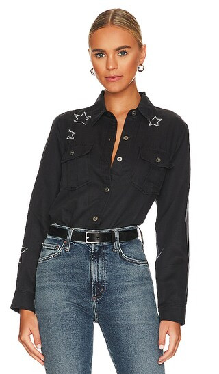 Loren Top in Black Embroidered Stars | Revolve Clothing (Global)