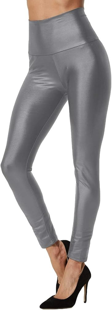 Dorimis Women Faux Leather High Waisted Leggings Sexy Stretchy Tight Plus Size Skinny Pants | Amazon (US)