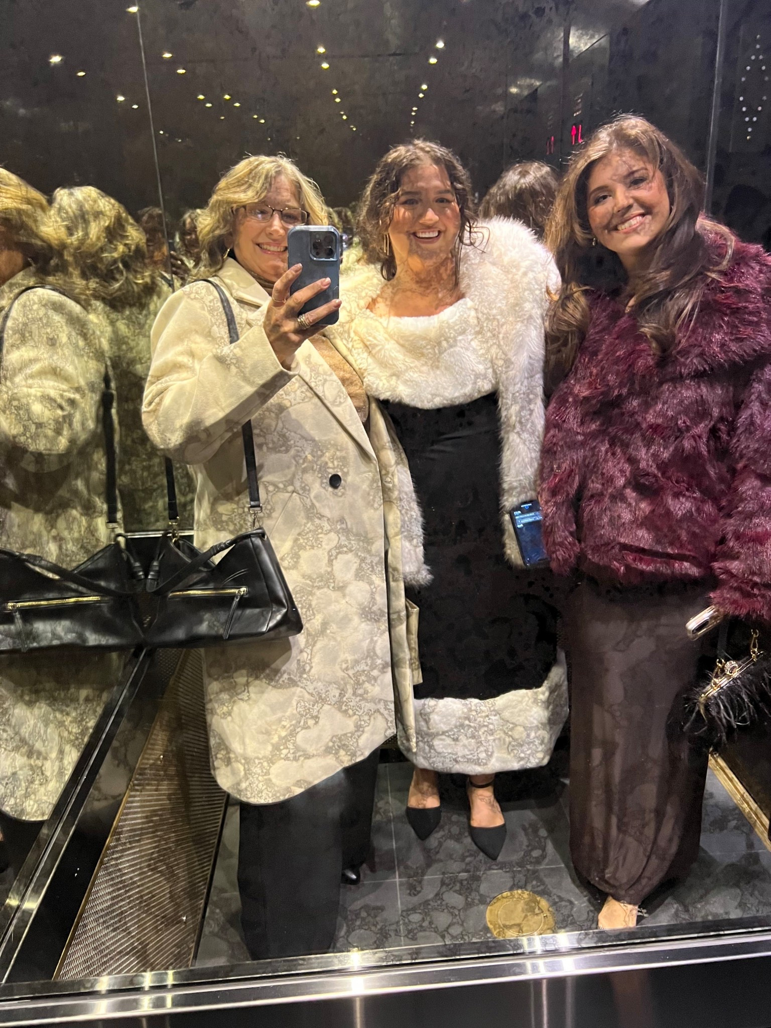 Elevator pics are a must ✨ Dinner outfits in NYC! Your reminder that dressing up is for all sizes and ages 🫶🏼 Chic holiday girls night out looks 

#LTKdayinmylife #LTKHoliday #LTKootd