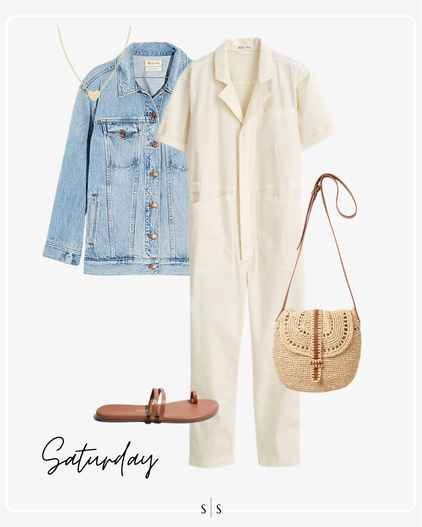 Style Guide of the Week |  short sleeve jumpsuit, oversized denim jacket, toe strap sandal, crochet crossbody bag 

Early Summer outfits, timeless style, outfit ideas, warm weather style, Summer outfits, closet basics, casual style, chic style, everyday outfit. See all details on thesarahstories.com ✨

#LTKFind #LTKstyletip