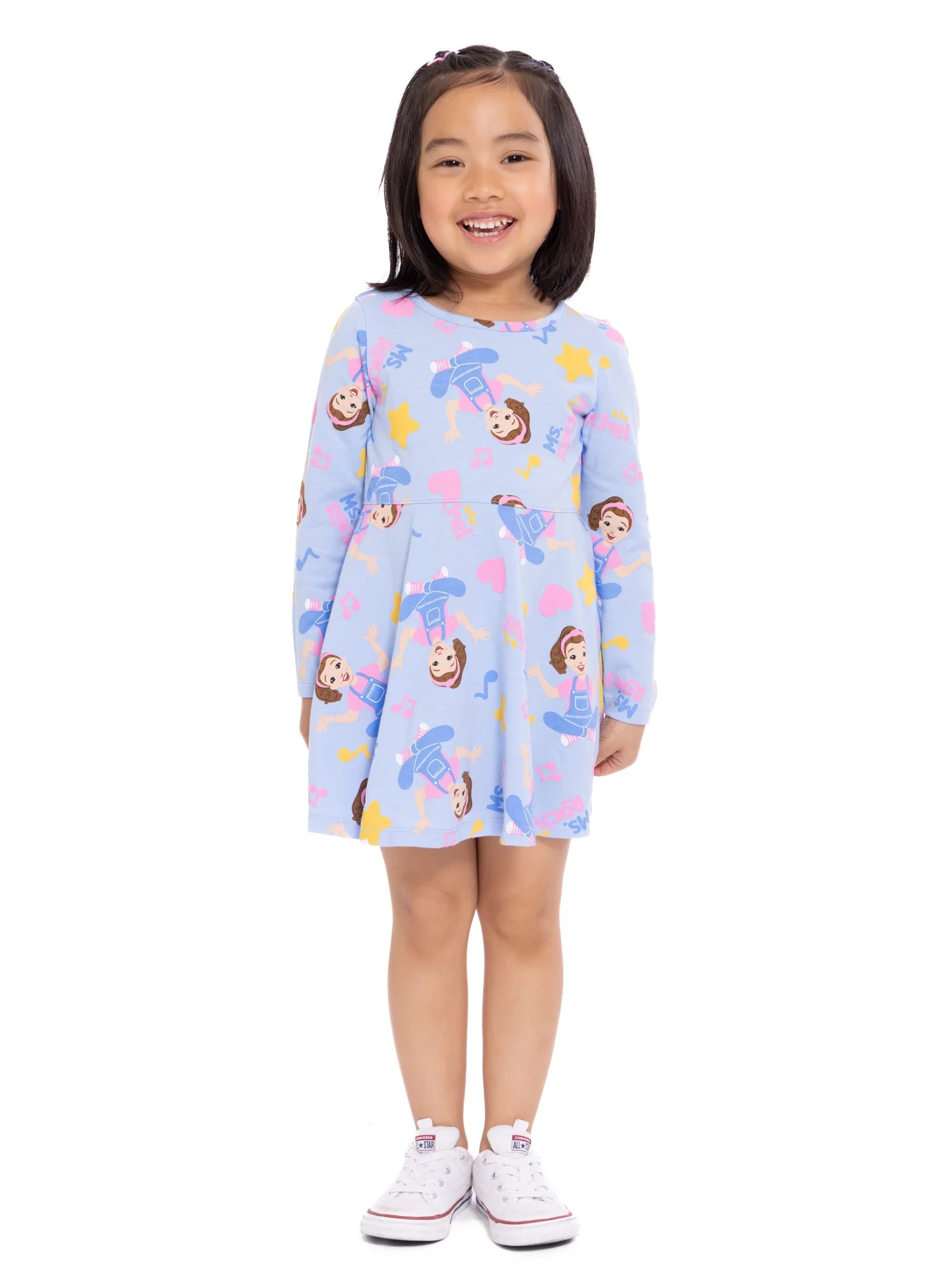 Ms. Rachel Toddler Girls Print Dress with Long Sleeves, Sizes 12M-5T | Walmart (US)