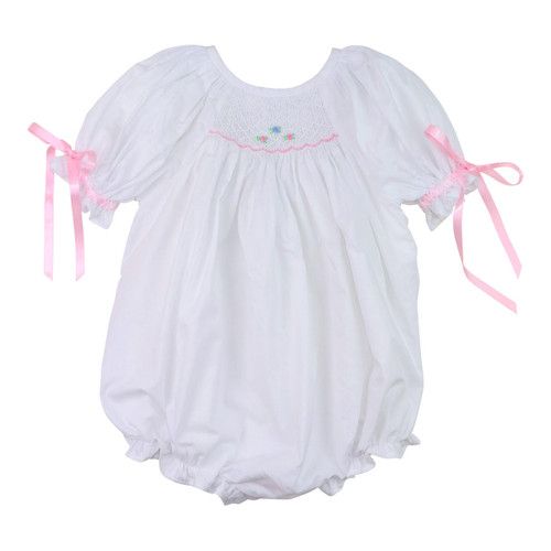 Smocked Rosette Satin Bow Bubble | Cecil and Lou