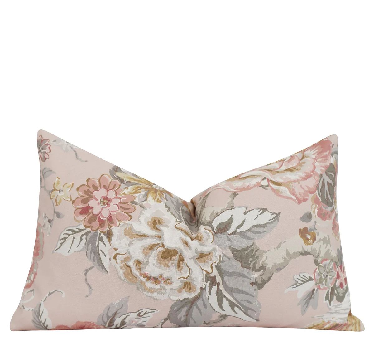 Conover Blush Pink Lumbar Floral Pillow | Land of Pillows