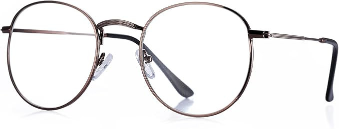 Pro Acme Classic Round Metal Clear Lens Glasses Frame Unisex Circle Eyeglasses (Bronze) | Amazon (US)