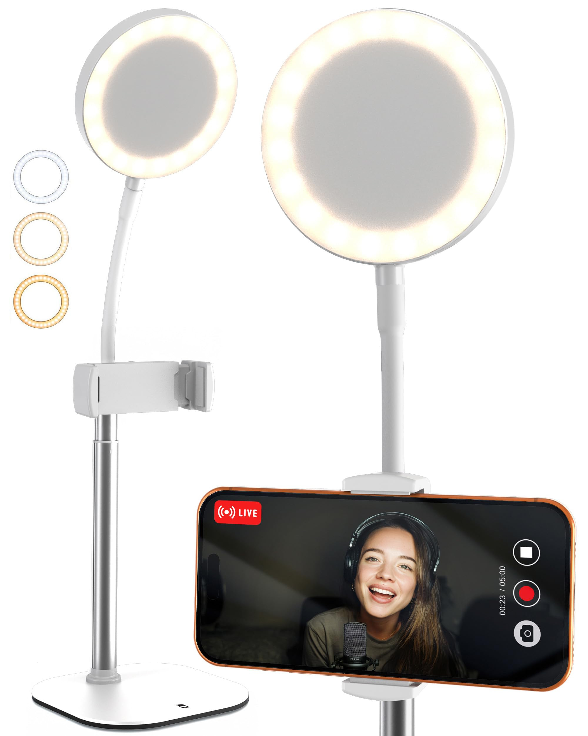 Phone Stand for Recording with Light for Desk - ChatStand Halo 9-14" Adjustable, Portable Ring Li... | Amazon (US)