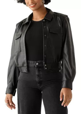 Jason Wu Women's Faux Leather Collard Jacket, Black, XS | Belk