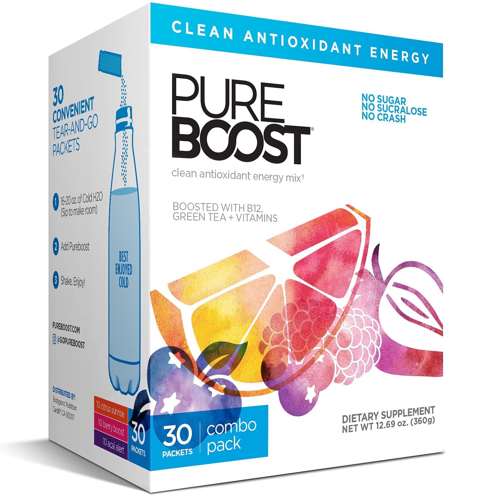 Pureboost Clean Energy Drink Mix + Immune System Support. Sugar-Free Energy with B12, Multivitamins, | Amazon (US)
