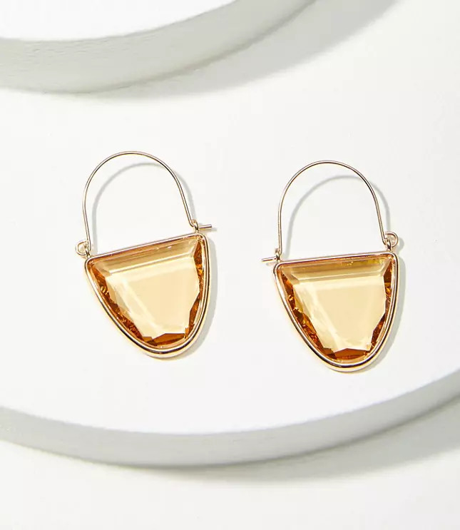 Jeweled Crescent Hoop Earrings | LOFT