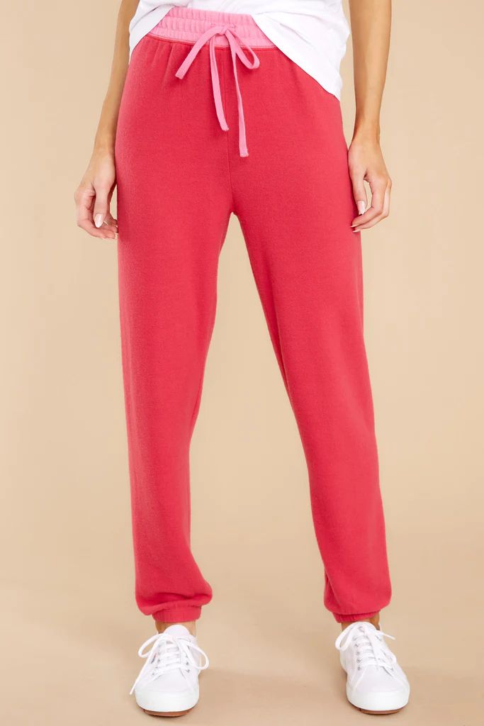 Naptime Cherry Red Brushed Jogger | Red Dress 