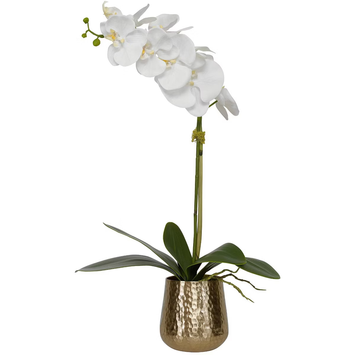 Uttermost Potted Faux Artificial Flowers Realistic White Orchid in Brass Metal Pot for Home Decor... | Target
