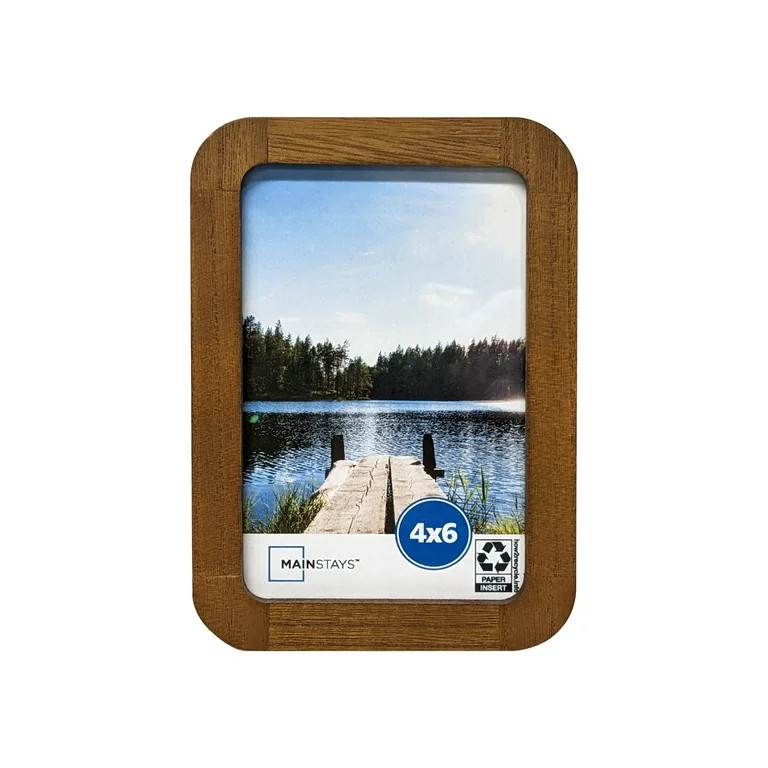 Mainstays 4x6 inch Wood Table Top Picture Frame with Rounded Corners, Walnut | Walmart (US)