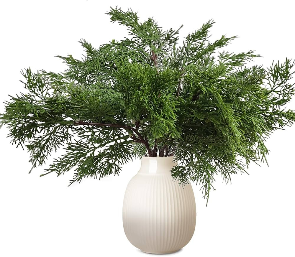 8 Pcs Norfolk Pine Stems, 17 X 11 Inches Christmas Norfolk Pine Branches,Faux Cedar Branches for ... | Amazon (US)