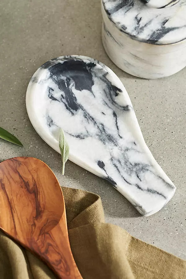Smoky White Marble Spoon Rest | Anthropologie (US)