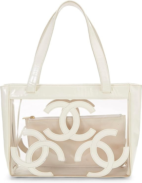 Amazon.com: Chanel, Pre-Loved White Vinyl 3 'CC' Tote Small, White : Luxury Stores | Amazon (US)