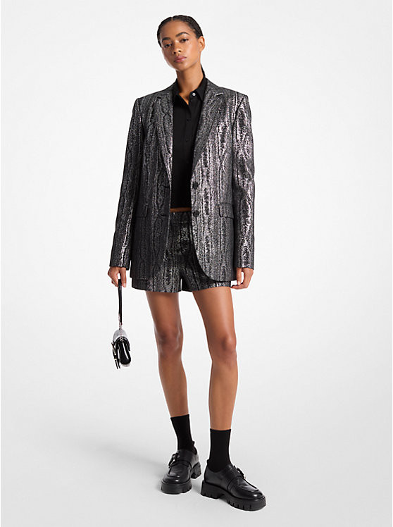 Metallic Moiré Blazer | Michael Kors US