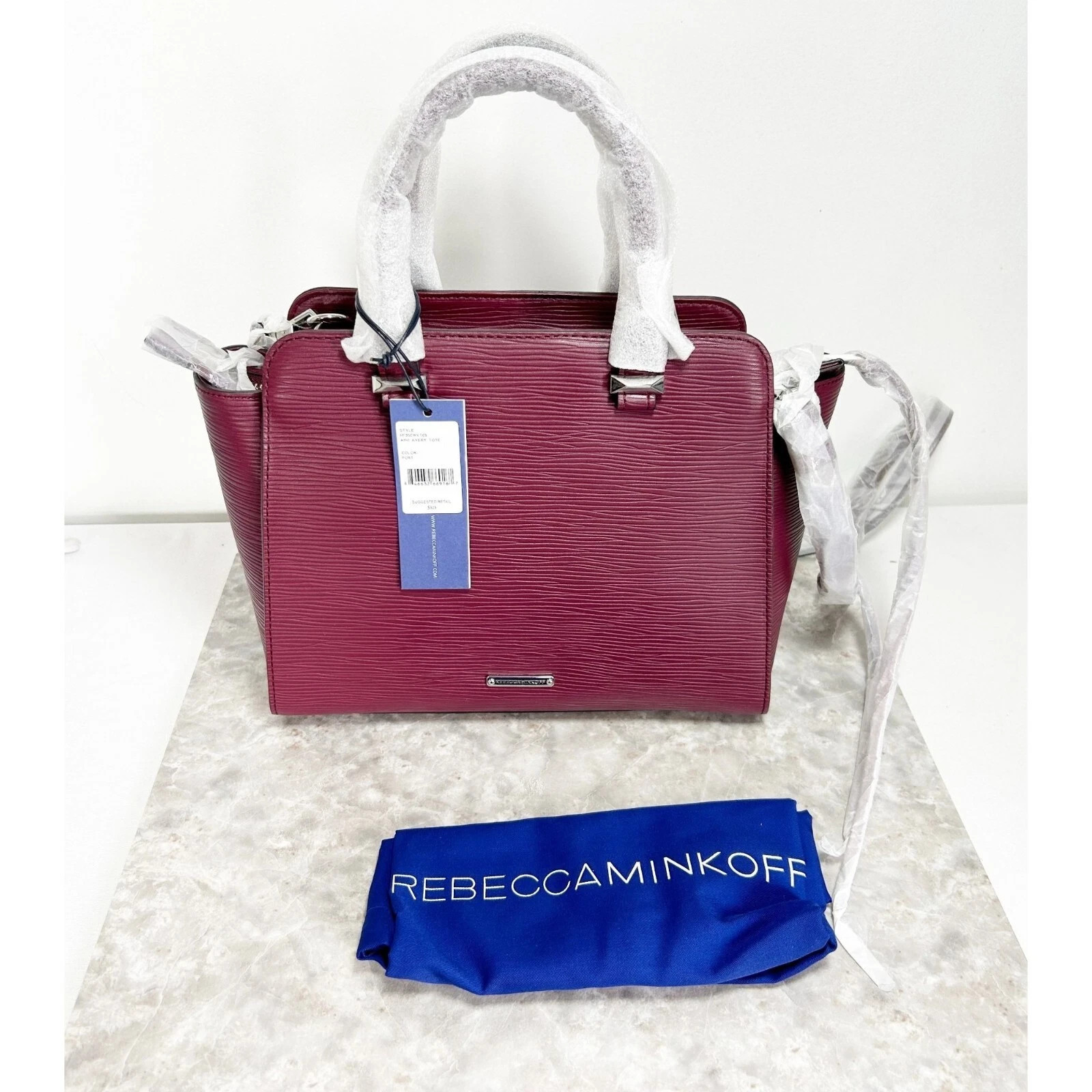 Rebecca Minkoff Mini Avery Leather Crossbody Tote in Port - NWT | eBay AU