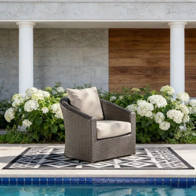 Outdoor Wicker Swivel Patio Chair with Cushions | Wayfair North America