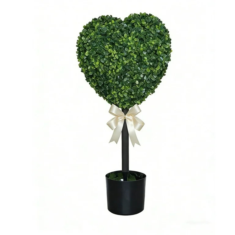 Eespoir Boxwood Heart with Bow Topiary, Valentine's Day Boxwood Heart Tree Decor, Artificial Topi... | Walmart (US)