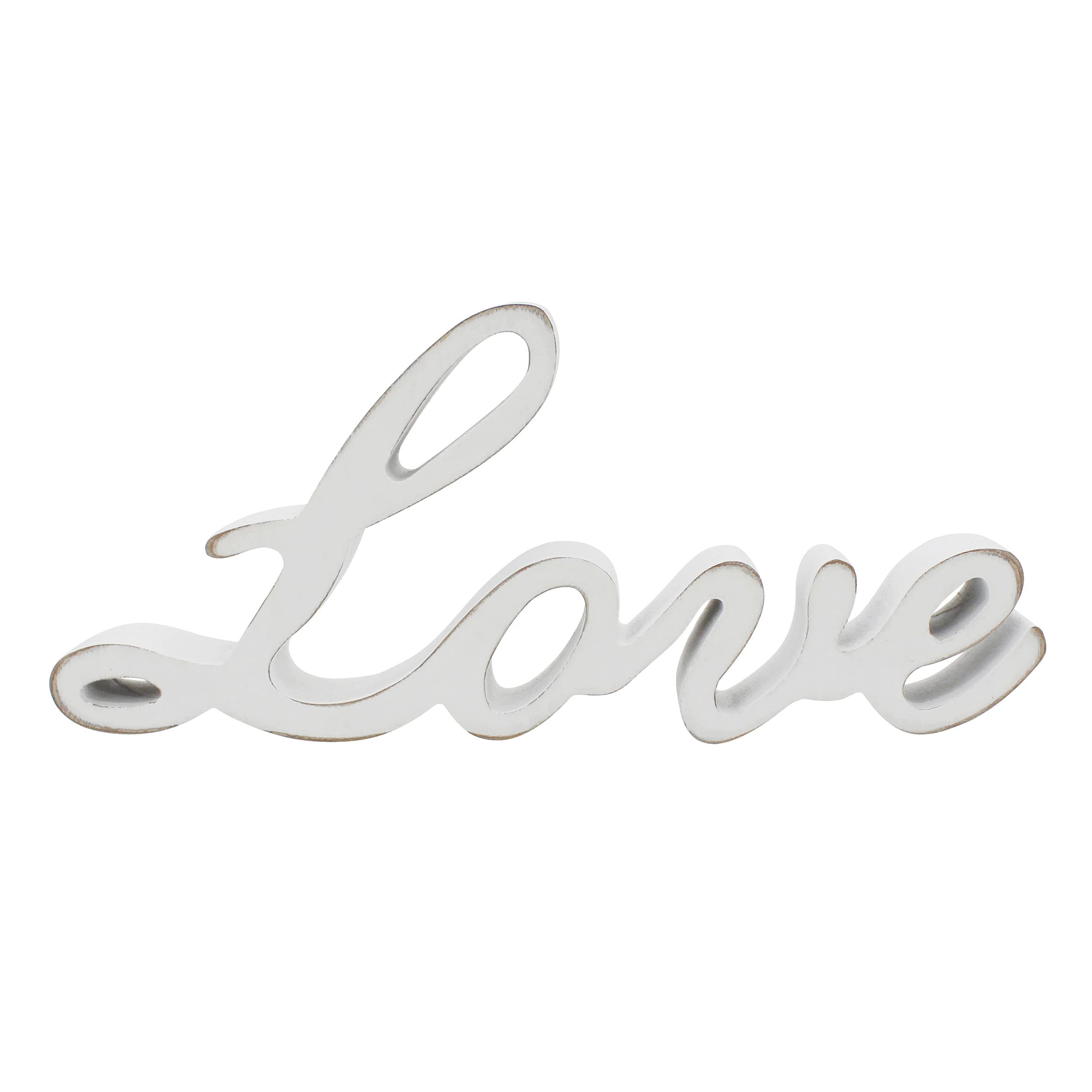 CVHOMEDECO. Rustic Vintage Distressed White Wooden Words Sign Free Standing Love Tabletop/Shelf/H... | Amazon (US)