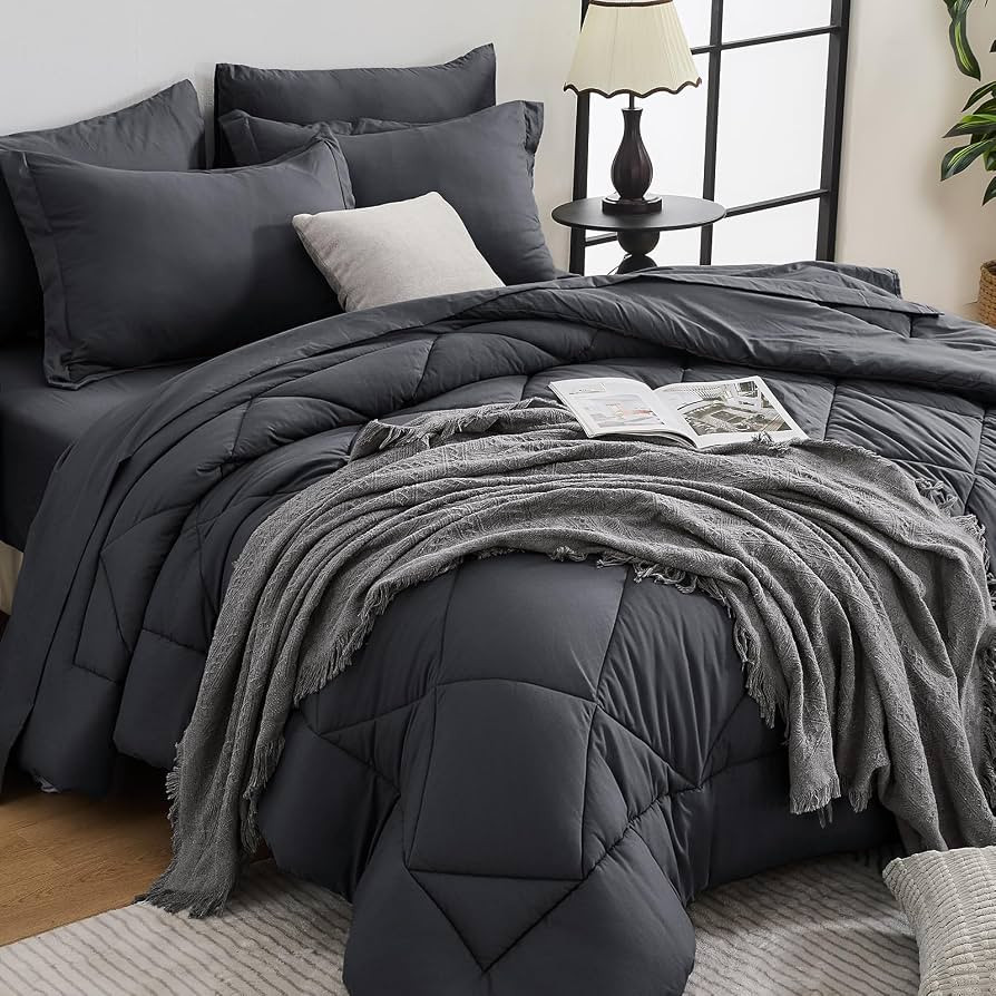 HEVUMYI 7 Pieces Queen Comforter Set, All Season Reversible Bed in a Bag, Ultra Soft Queen Beddin... | Amazon (US)