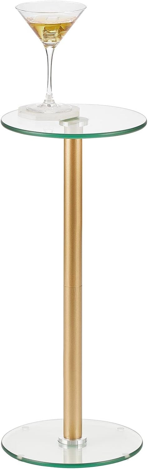 mDesign Glass Top Side/End Drink Table - Tall Modern Round Accent Metal Nightstand Furniture for ... | Amazon (US)