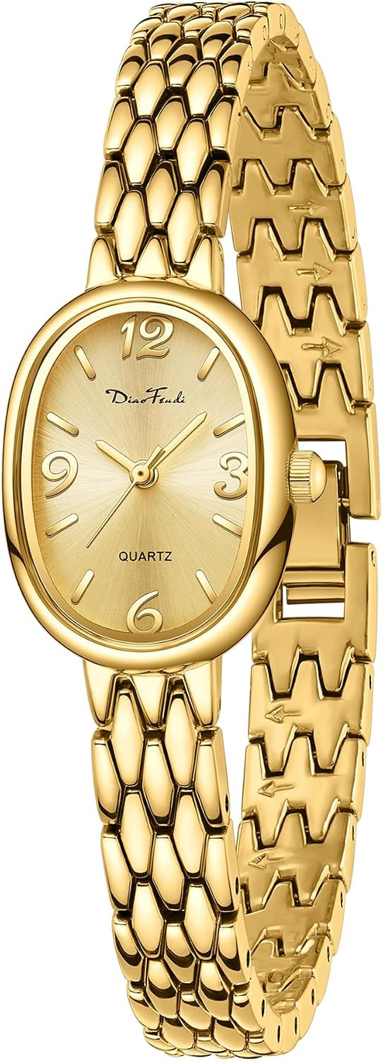 Diaofendi Petite Vintage Oval Gold Women’s Watch, Waterproof Elegant Watch with Japanese Quartz Movement, Adjustable Strap with Tool | Amazon (US)