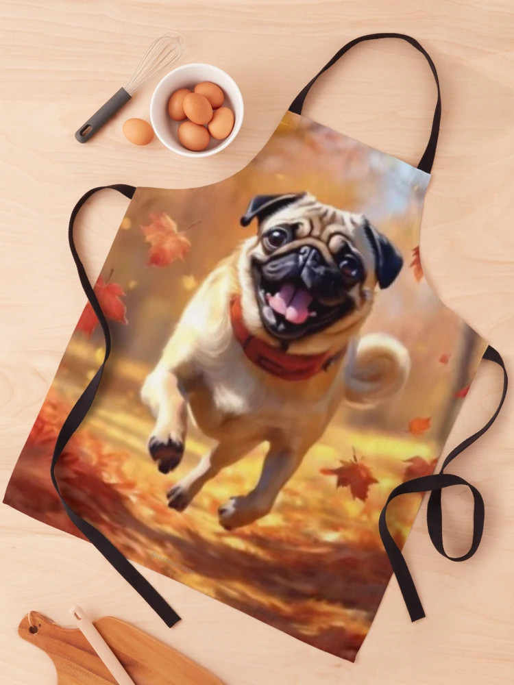 Fawn Fall Pug Leaves Apron | Redbubble (US)