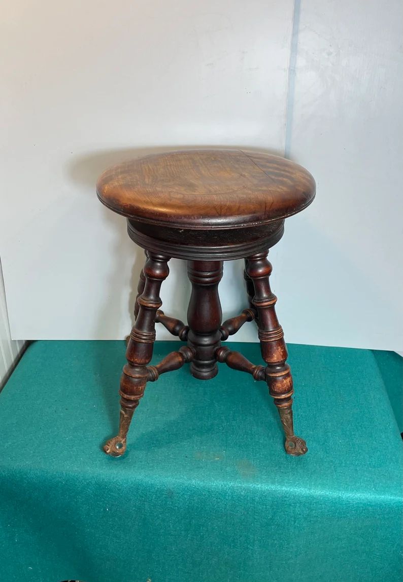 Early 1900's Charles Parker Adjustable Piano Stool, Iron Claw and Glass Ball Feet - Etsy | Etsy (US)