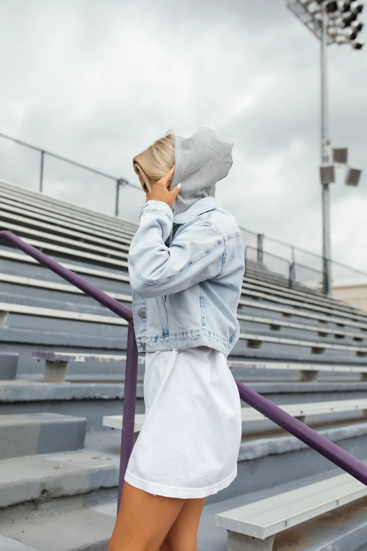 Claire Hooded Cropped Denim Jacket | The Post