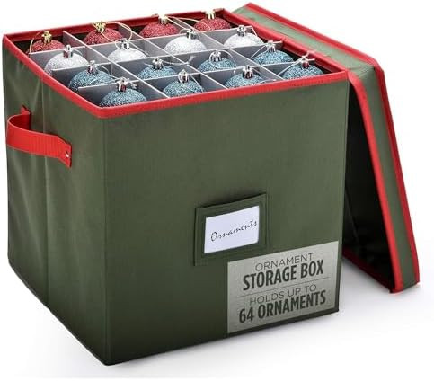 Handy Laundry Christmas Ornament Storage - Stores upto 64 Holiday Ornaments, Adjustable Dividers,... | Amazon (US)