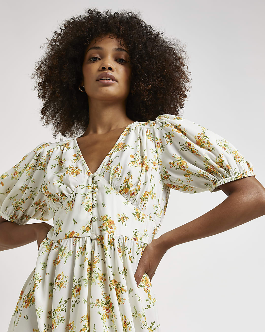 White floral midi shirt dress | River Island (UK & IE)