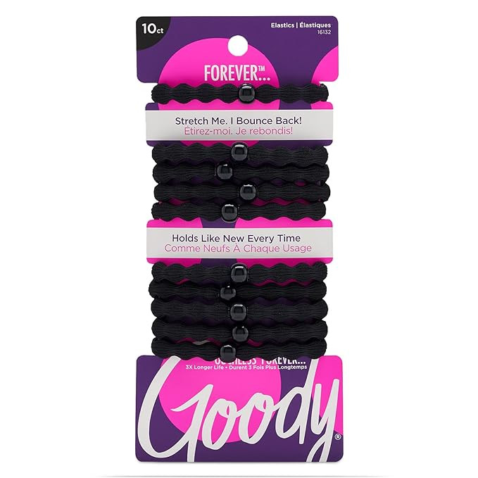 Goody Forever Ouchless Elastic Hair Tie - 10 Count, Black - Medium Hair to Thick Hair - Hair Acce... | Amazon (US)