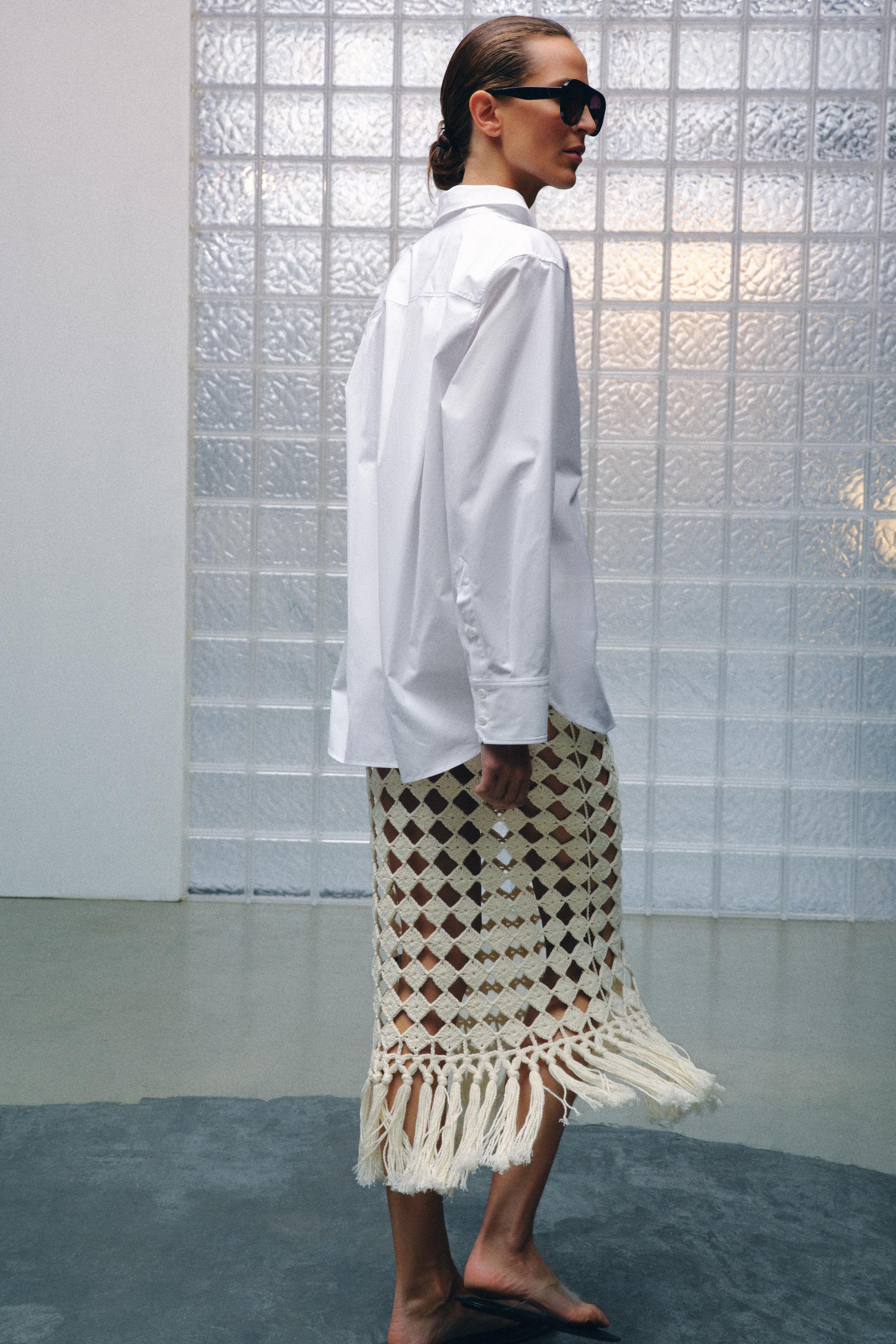 CROCHET FRINGED KNIT SKIRT | Zara US
