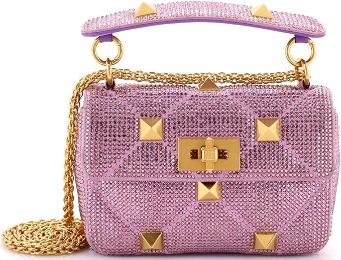 Amazon.com: Valentino Garavani, Pre-Loved Roman Stud Flap Bag Embellished Suede Small, Purple : A... | Amazon (US)