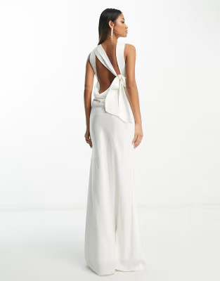 Forever New Bridal exclusive high neck backless maxi dress in ivory | ASOS (Global)
