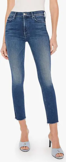 MOTHER The Dazzler Mid Rise Frayed Ankle Slim Jeans in Over County Line at Nordstrom, Size 28 | Nordstrom