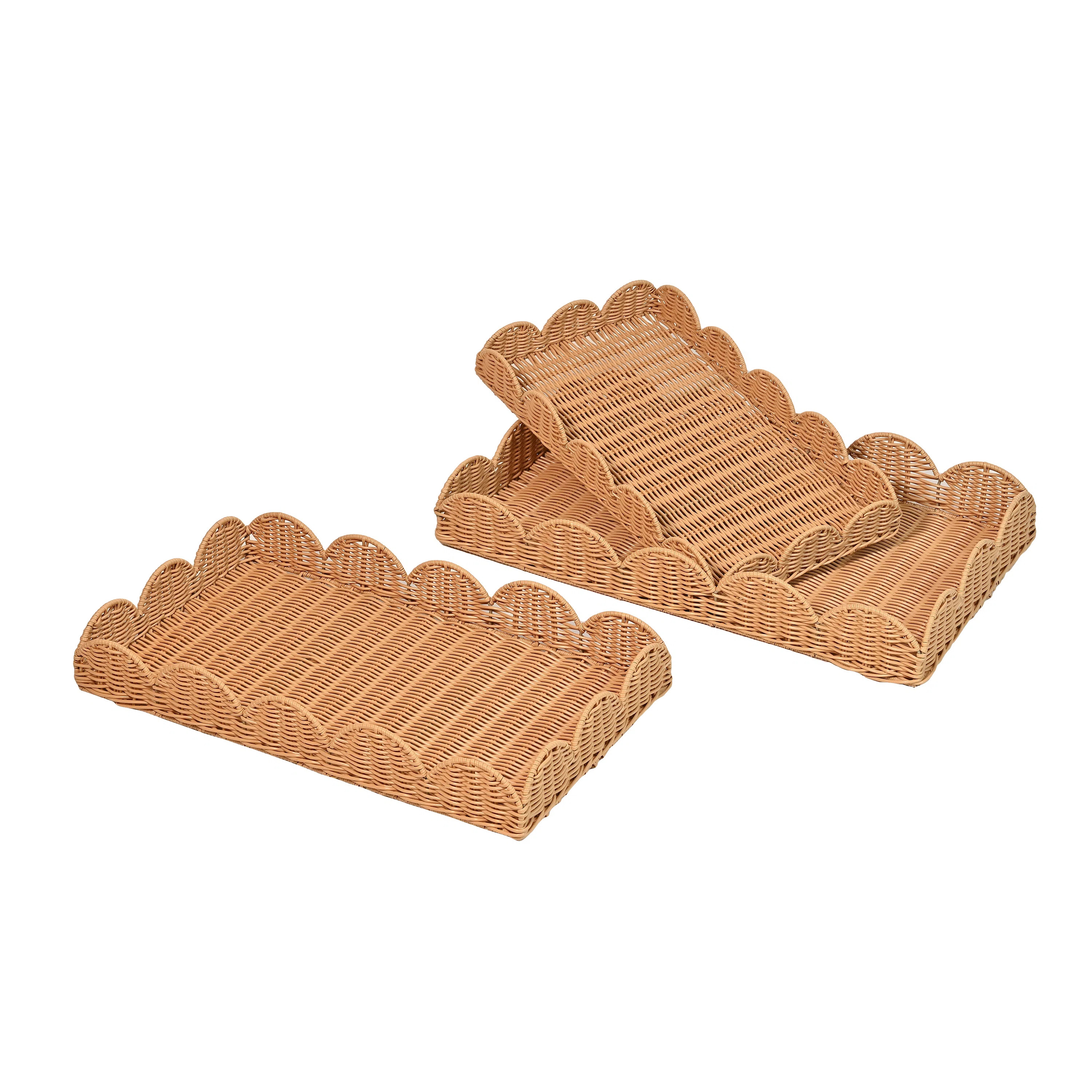 Parker Southwestern Cottage Resin Scalloped Rectangular Decorative Serving Trays (Set of 3) | Wayfair North America