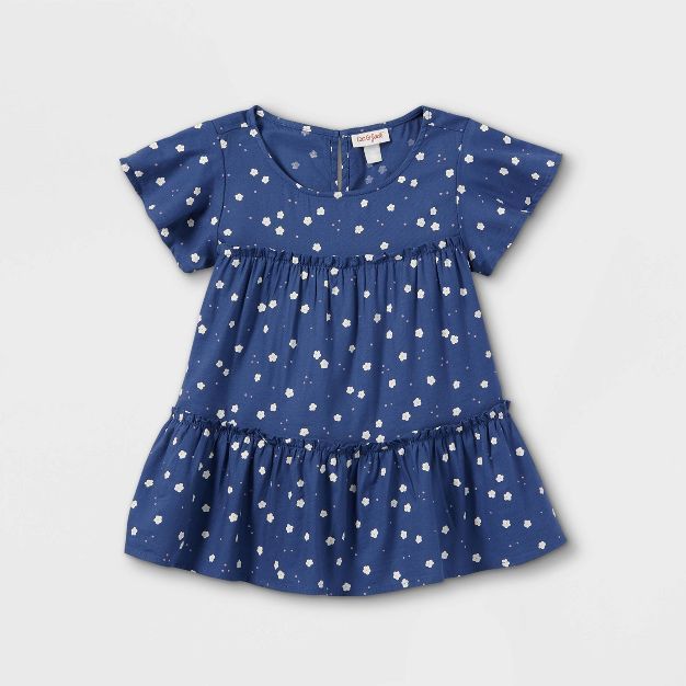 Girls' Printed Tiered Short Sleeve Woven Top - Cat & Jack™ | Target