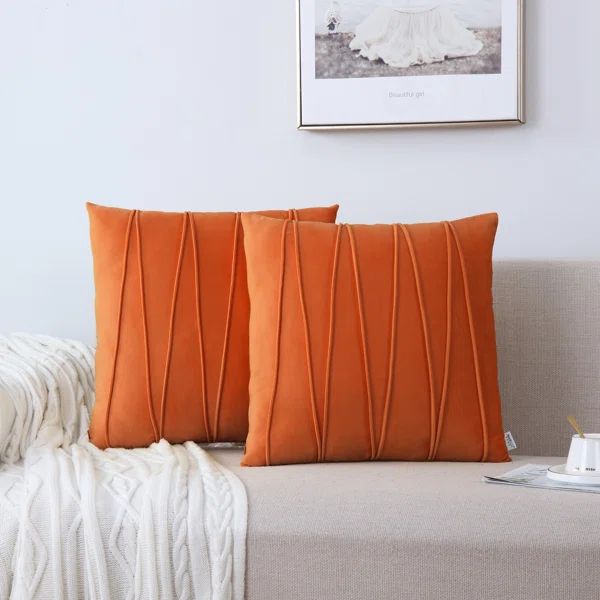 Marigrace Pleated Square Velvet Pillow Cover | Wayfair North America