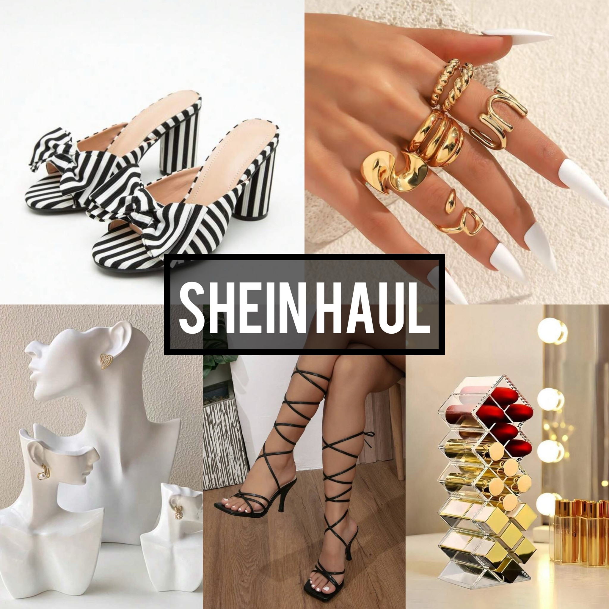 Here are all the items shared in my most recent Shein haul from rings, jewelry organizers, lipstick organizer and the cutest shoes! (Black and white heels, casual gold sandals, black strappy heels) 

#LTKfindsunder50 #LTKstyletip #LTKbeauty