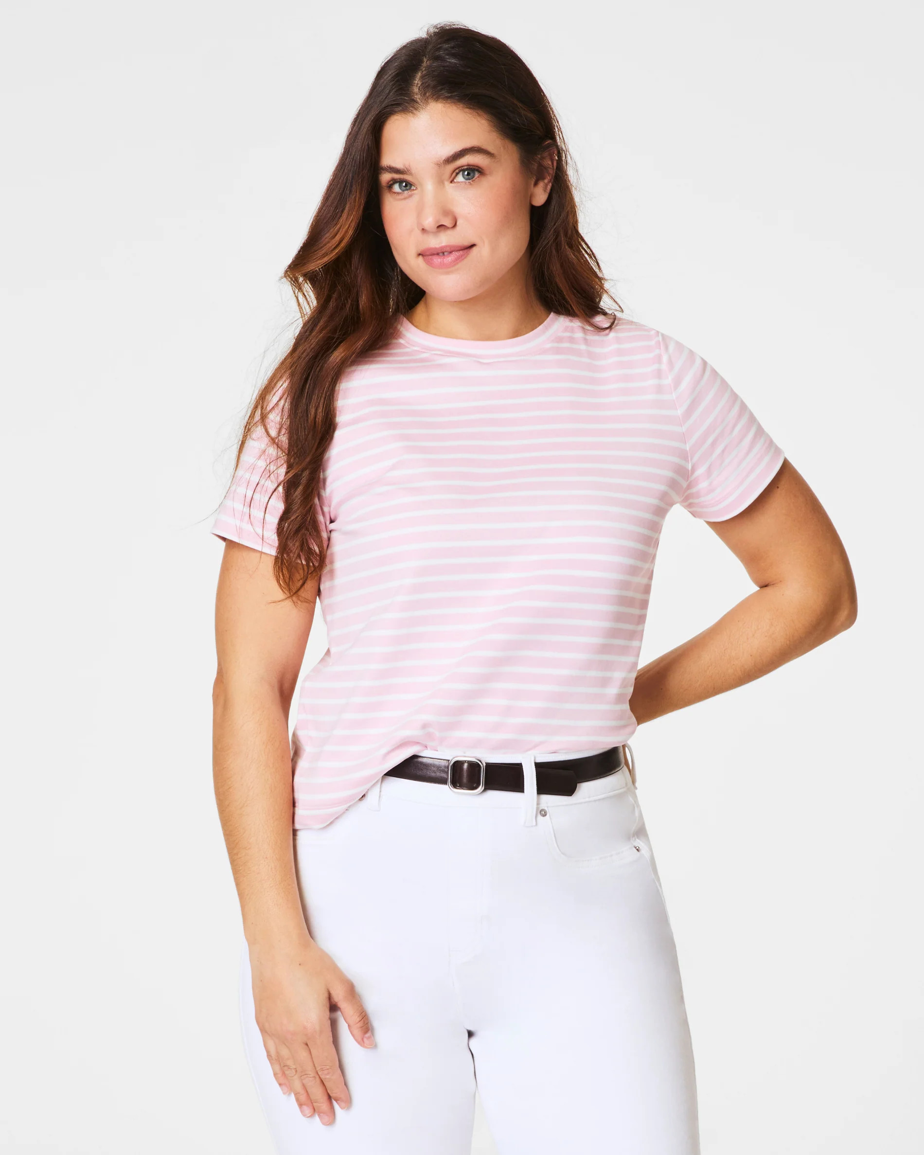 SPANX® Cotton Crewneck Tee, Stripe | Spanx