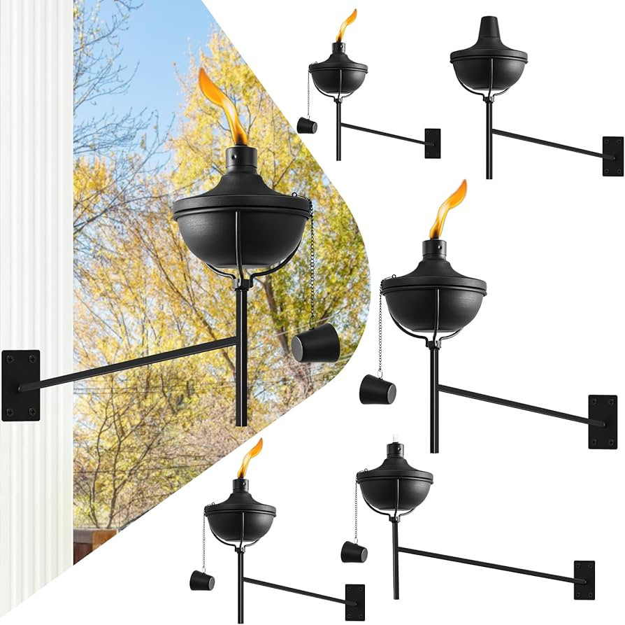 ZSZMFH 6 Pcs Wall Mounted Citronella Torches, 23.5 oz Garden Torches for Outside, Refillable Flam... | Amazon (US)