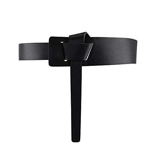 CHIC DIARY Women Fashion Knot Belt for Dress Jeans PU Leather Tie Waist Belt No Buckle Cinch Belt (Black) | Amazon (US)