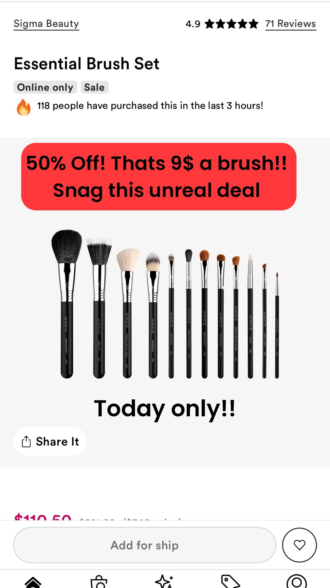 Insane deal to sigma brushes! Snag it while you can 
@Sigma Beauty brushes

#sale #beautysale #makeupsale #ultasale #ultabeauty #makeupbrushes #sigmabeauty

#LTKSaleAlert #LTKBeauty #LTKgrwm