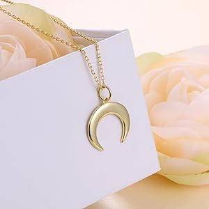DAOCHONG S925 Sterling Silver Crescent Moon Tooth Sailor Pendant Necklace for Women Jewelry | Amazon (US)