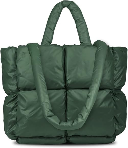 Ladies Large Quilted Tote Bag Winter Soft Quilted Shoulder Bag Down Shoulder Bag Ladies Handbag | Amazon (US)