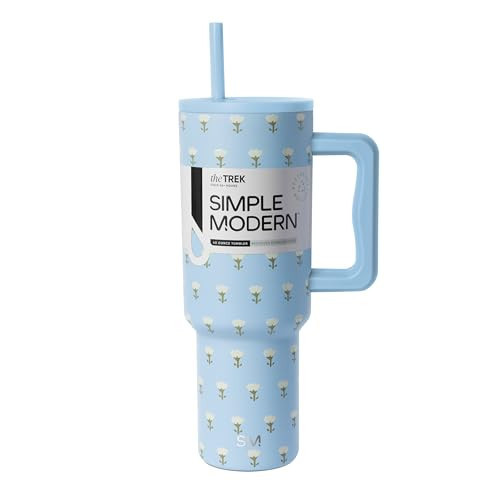 Simple Modern 40 oz Trek Tumbler with Handle and Straw Lid | Cup Holder Friendly Insulated Stainless Steel Travel Mug | Flower Garden | Amazon (US)